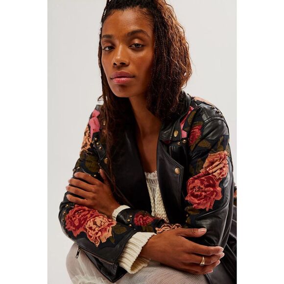 New Free People Rebel Rose Moto Jacket Size Medium - Picture 5 of 13